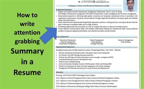 How to write attention grabbing Summary in a Resume - Smart Resume