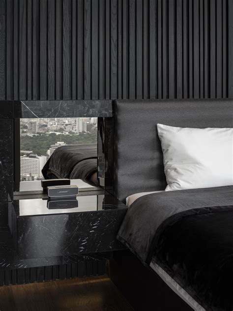 This Bedroom's Textured Accent Wall Was Made With A Variety Of Black ...