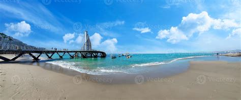 Playa De Los Muertos beach and pier near Puerto Vallarta Malecon, the city largest public beach ...