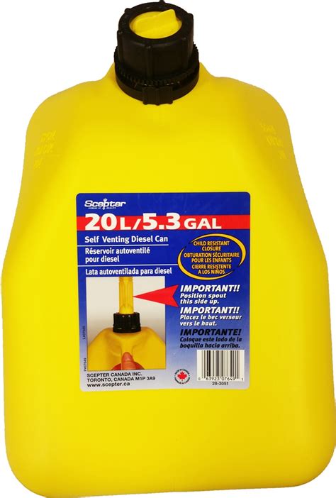 20 Litre 5 gallon Yellow Plastic Gas Can - Edmonton Fasteners & Tools