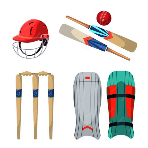 Premium Vector | Cricket equipment illustrations set, protective helmet ...