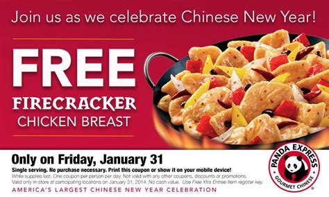 Panda Express: Free Firecracker Chicken Printable Coupon | Firecracker chicken, Cracker chicken ...