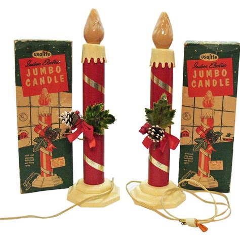 Vintage Christmas Large Indoor Jumbo Electric Candles 1950s Work Very Good Condition