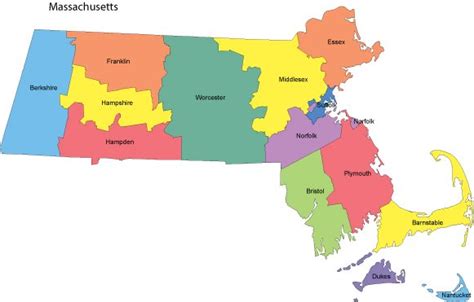 Massachusetts Map with Counties