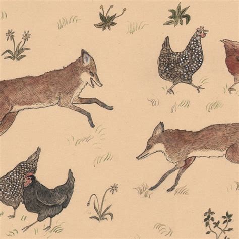 Hens and Foxes Original Drawing