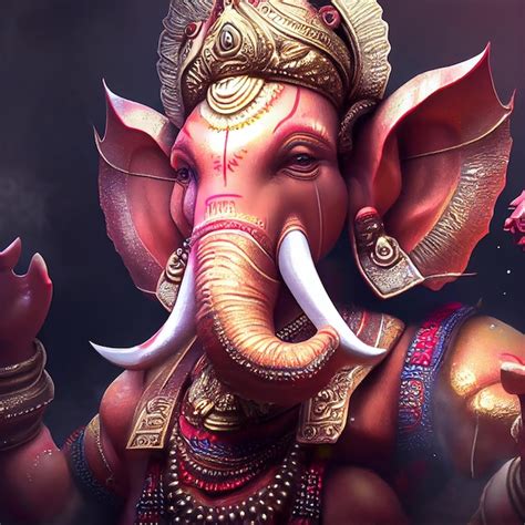 Premium Photo | Ganesha god realistic portrait illustration hindu god elephant