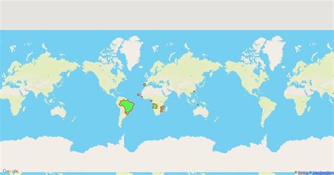 Map representing the countries where the Portuguese language is spoken ...