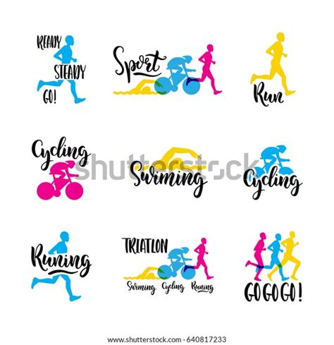 Sports Logo Colored Letters Hand Written Stock Vector (Royalty Free) 640817233