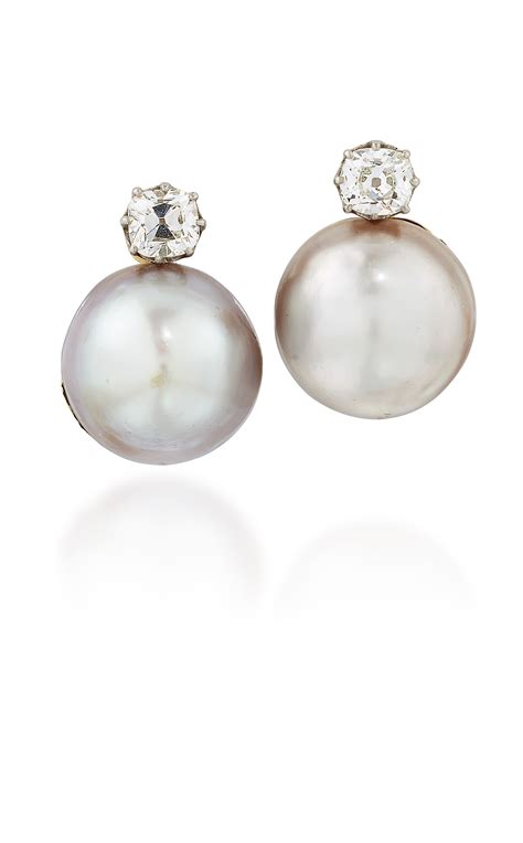 NATURAL PEARL AND DIAMOND EARRINGS | Christie's