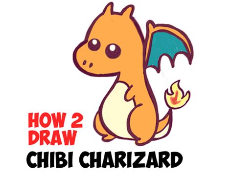 How to Draw a Cute Baby Chibi Charizard from Pokemon in Easy Steps ...