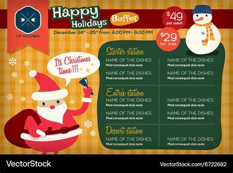 Christmas restaurant menu template Royalty Free Vector Image