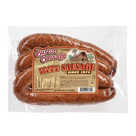 Burton Sausage Smoked Pork & Beef Sausage, 36 Oz. - Walmart.com - Walmart.com