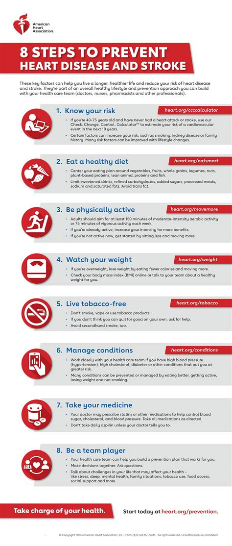 8 Steps to Prevent Heart Disease and Stroke Infographic | American ...