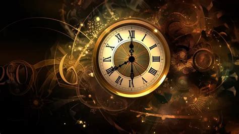 Clock Wall Art Wallpaper With Golden Design Background, Free New Year ...