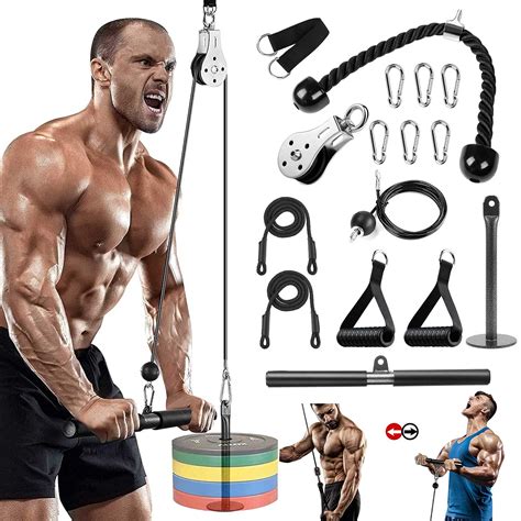 Buy Fitness Lat and Lift Pulley System Gym, Lat Pulldown Bar Cable Pulley Attachments for Gym ...