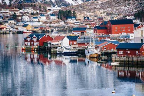 Reine fishing village and ocean, Norway - Stock Photo - Dissolve