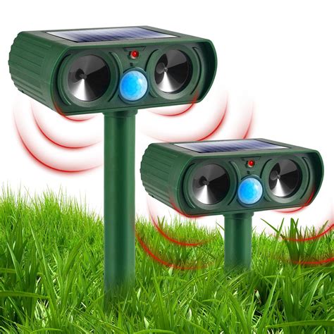 2 Pack Solar Animal Repeller Outdoor Ultrasonic Animal Repellent with ...