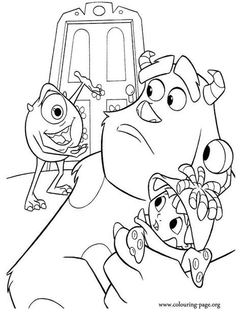 Monsters, Inc. - Mike, Sulley and Boo coloring page | Monster coloring pages, Cartoon coloring ...