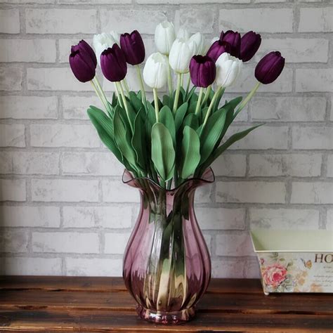 10pcs Artificial Tulip Flowers Wedding Decoration PU Leather Tulip ...