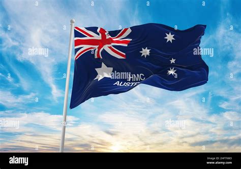 flag of Australian Customs 1901 1903 , Australia at cloudy sky ...