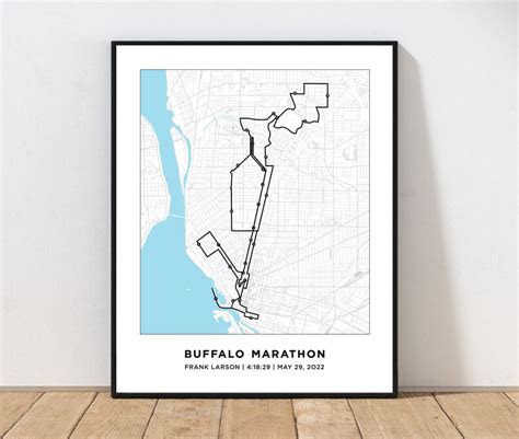 Buffalo Marathon Course Map Personalized Buffalo Marathon Route Map Gift for Runners 26.2 Map ...