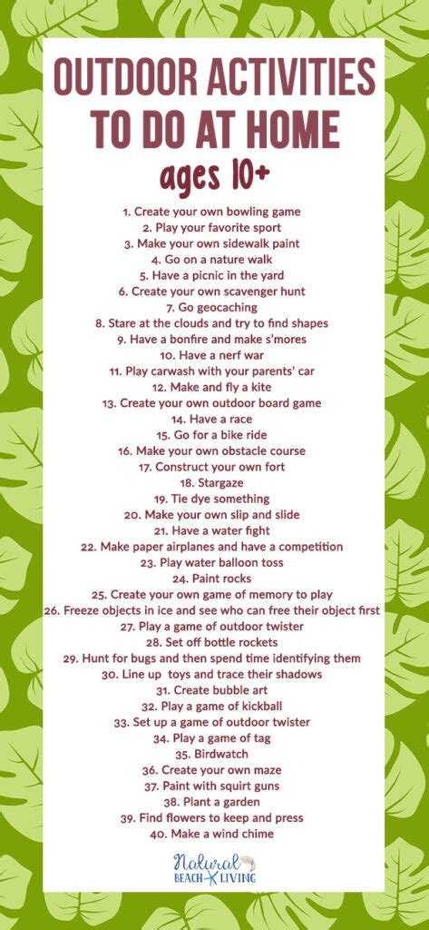 Outdoor Activities to Do at Home for Pre Teens and Teens - Natural Beach Living