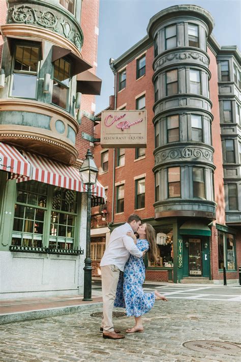 A stylish sunrise engagement in The North End in Boston, MA