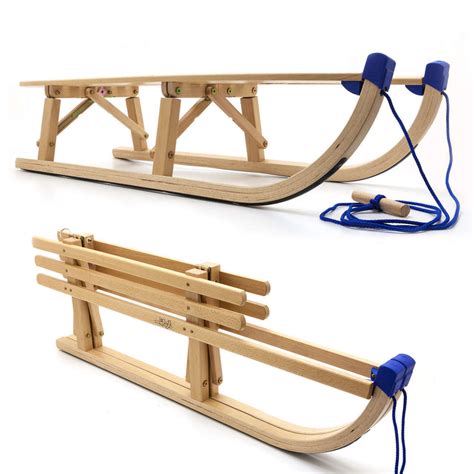 Folding Wooden Snow Sled Traditional Davos 40'' Heavy Duty - Snow Sleds ...