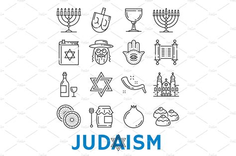 Vector Judaism religious symbols | Decorative Illustrations ~ Creative Market