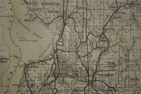 Snohomish County, Washington circa 1940’s - Kroll Antique Maps