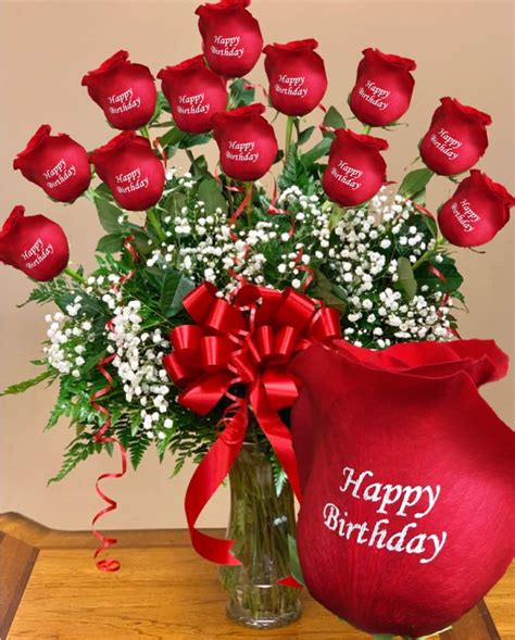 "Happy Birthday" 12 Personalized Roses in Las Vegas, NV | VIP Floral ...