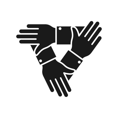 Three hand vector icon, teamwork symbol. Simple, flat design for web or ...