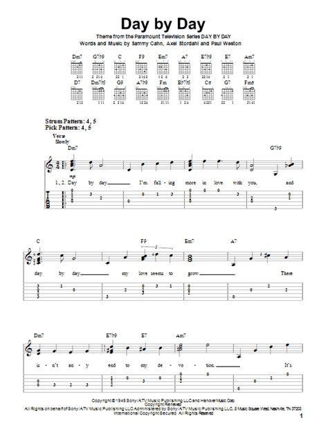 Day By Day Sheet Music | Frank Sinatra | Easy Guitar Tab