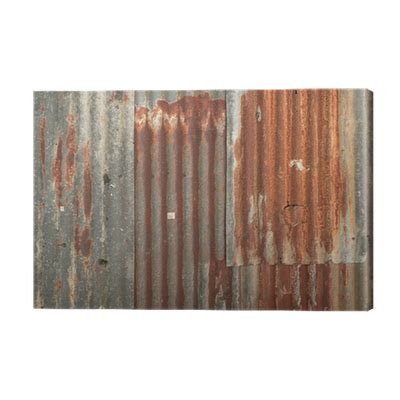 Canvas Print Rusty corrugated metal wall texture background - PIXERS.US