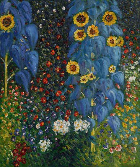 Farm Garden With Sunflowers - Gustav Klimt Painting [K130413P00544] - $100.00 : paintings123.com