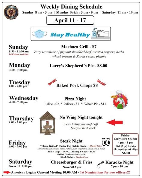 Weekly Dining & Events At American Legion Post 365 - The Vista Press