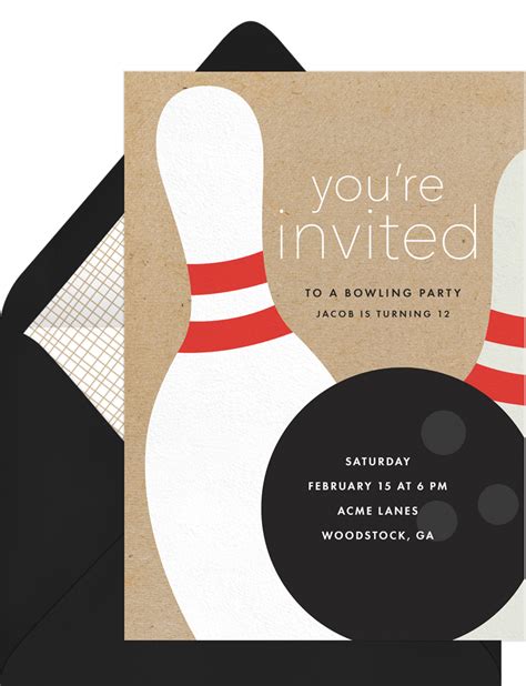 Bowling Party Invitations in Brown | Greenvelope.com