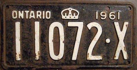 ONTARIO 1961 license plate | "X" suffix denotes this passeng… | Flickr