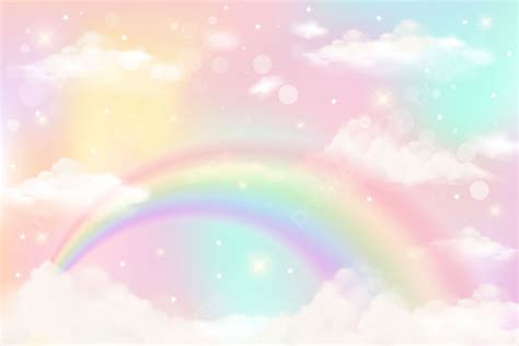 Holographic Fantasy Rainbow Unicorn Background With Clouds, Wallpaper ...