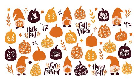 Download Cute Fall Patterns Halloween Illustration Wallpaper | Wallpapers.com