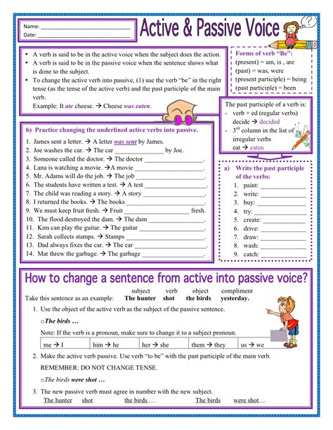 Active And Passive Voice Worksheet With Answers