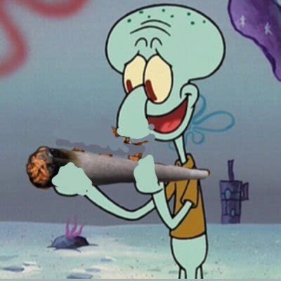 Squidward Smoking Weed