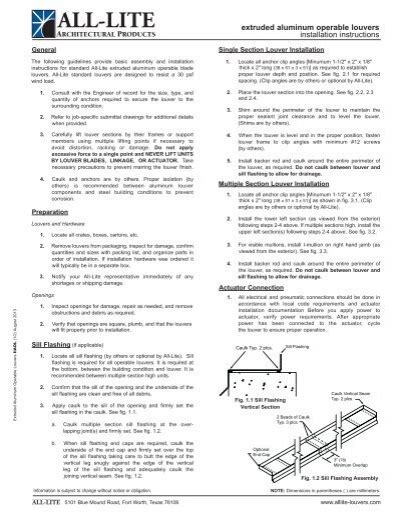 extruded aluminum operable louvers installation instructions