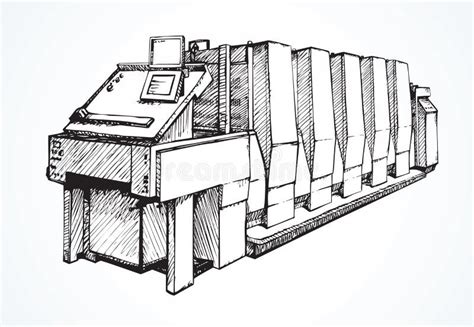 Modern Printing Press.Vector Sketch Stock Vector - Illustration of four ...