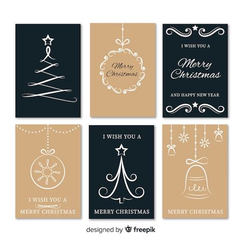 Free Vector | Collection of six elegant christmas cards