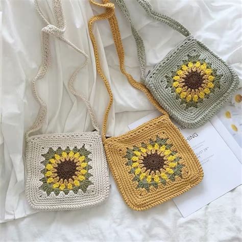 Crochet daisy flower bags amigurumi flower bags crochet bag | Etsy