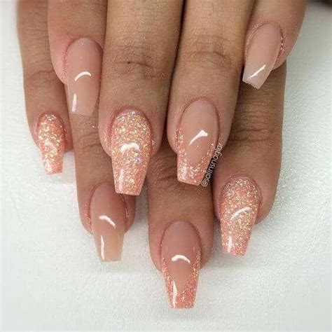 Beautiful Neutral Cream With Peach Glitter Accents #glitternails | Chrome nails, Gold chrome ...