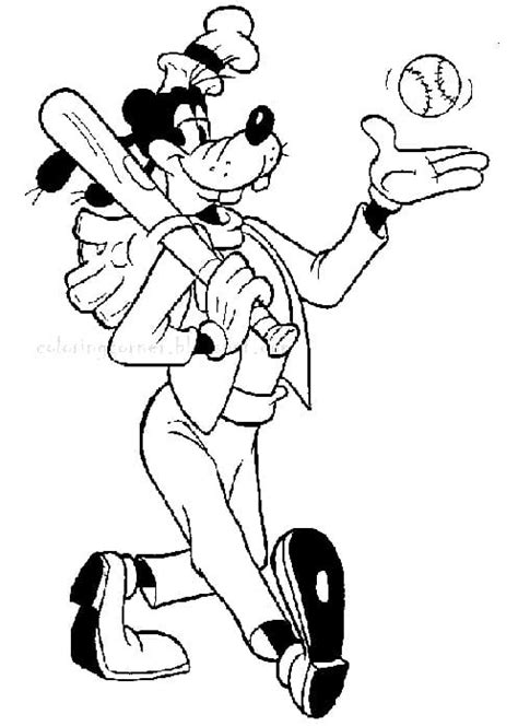 Goofy and Baseball coloring page - Download, Print or Color Online for Free