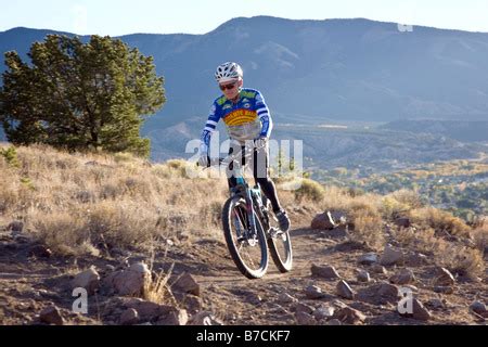 Chuck Rose, mayor of Salida, mountain biking on 'S' Mountain. Salida, Colorado, USA Stock Photo ...