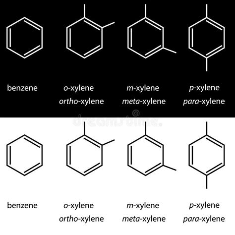 Xylene Vector Illustration. Labeled Synthetic Substance Structure and Uses. Stock Vector ...